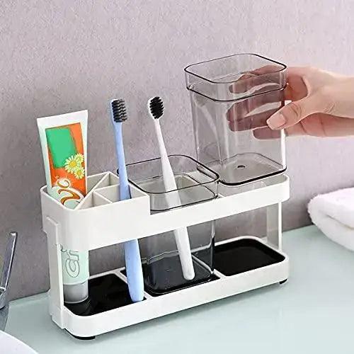 2 CUPS With 1 TOOTHBRUSH HOLDER STAND - HT Bazar