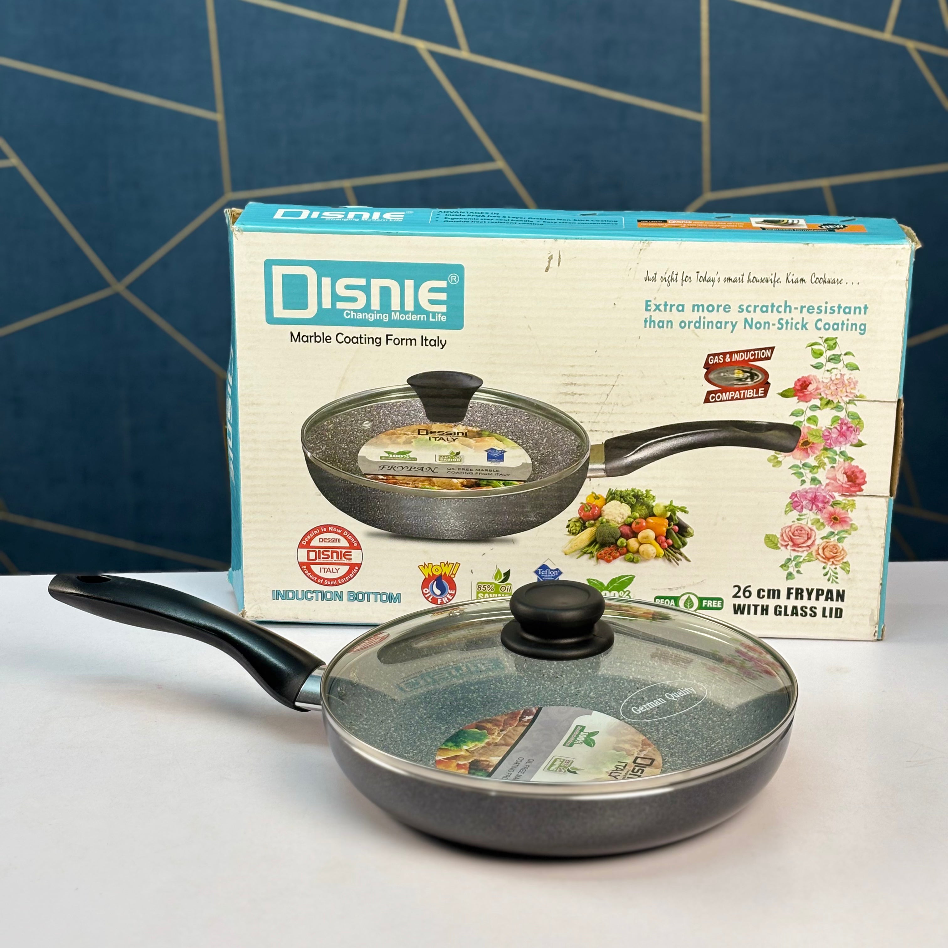 Disnie Oil Free Marble Coating Frypan Gray