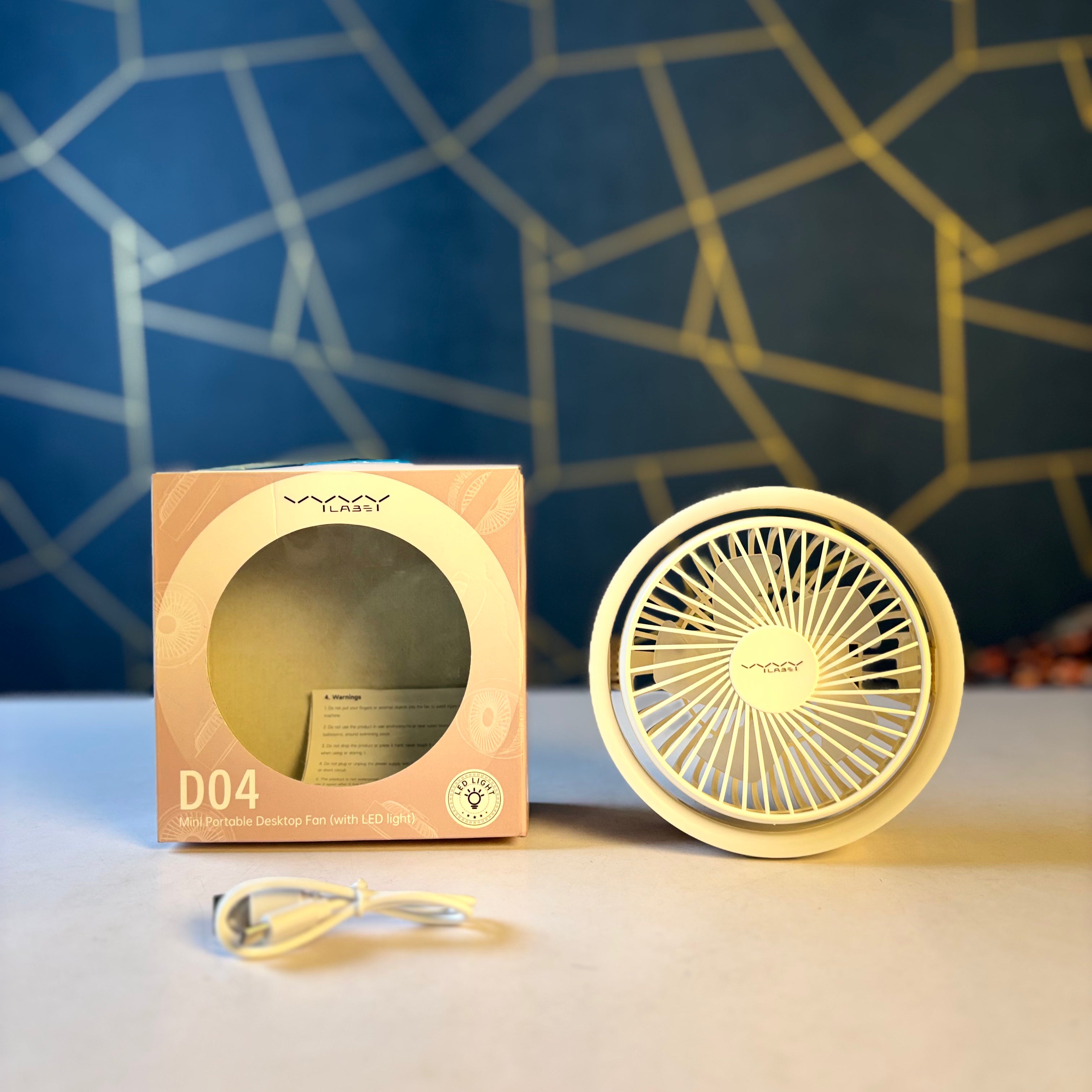 Vyvylabs Mini  Portable Desktop Fan with  LED light- D04