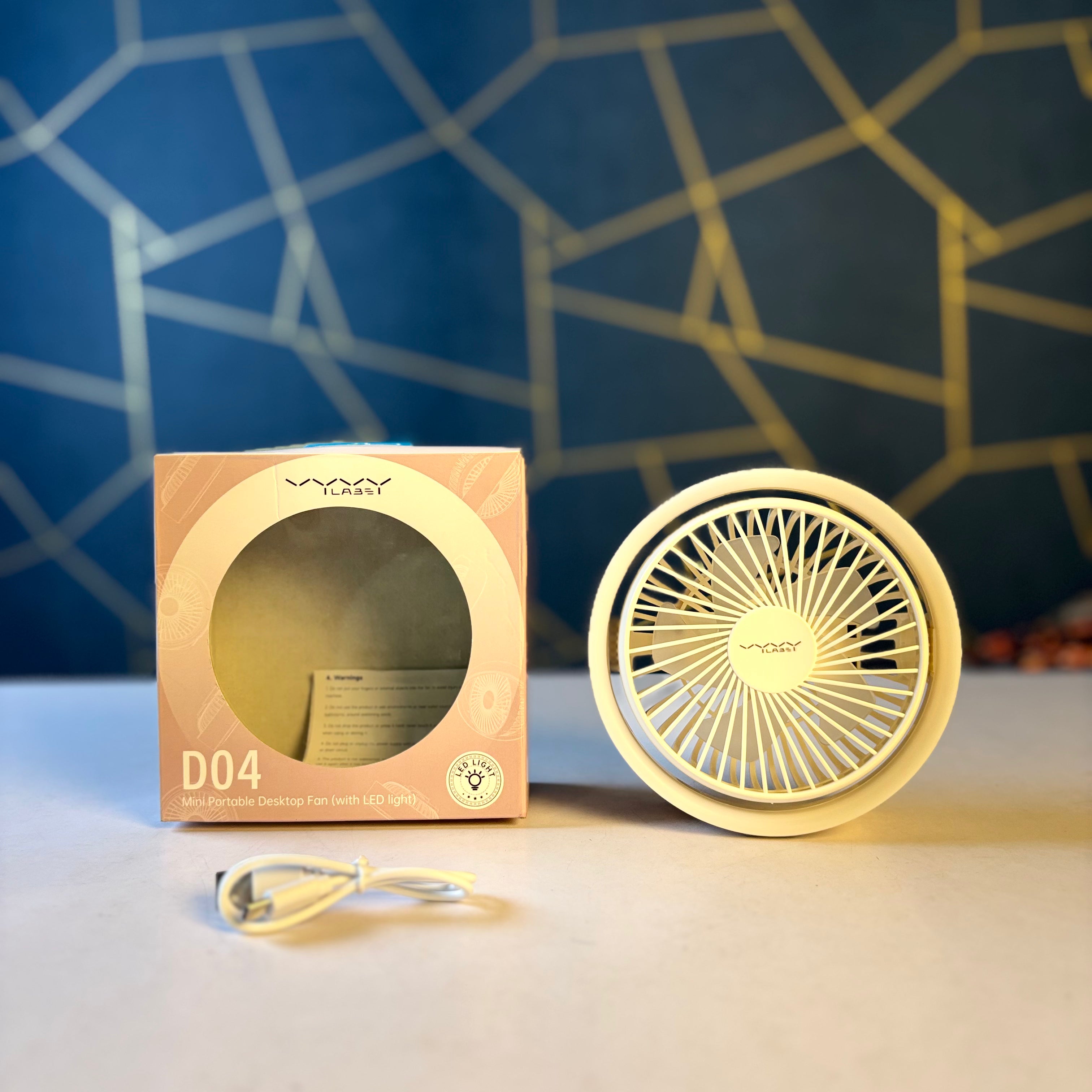 Vyvylabs Mini  Portable Desktop Fan with  LED light- D04