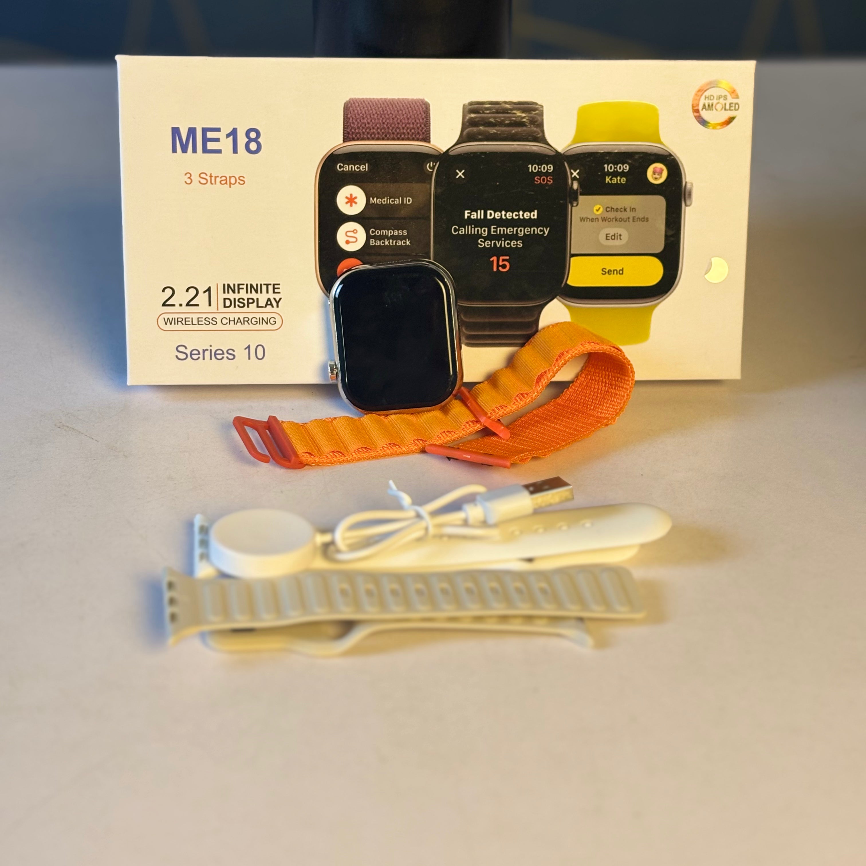 ME 18 Smart Watch 3 strips 2.21 Infinity display Wiewless charging series 10