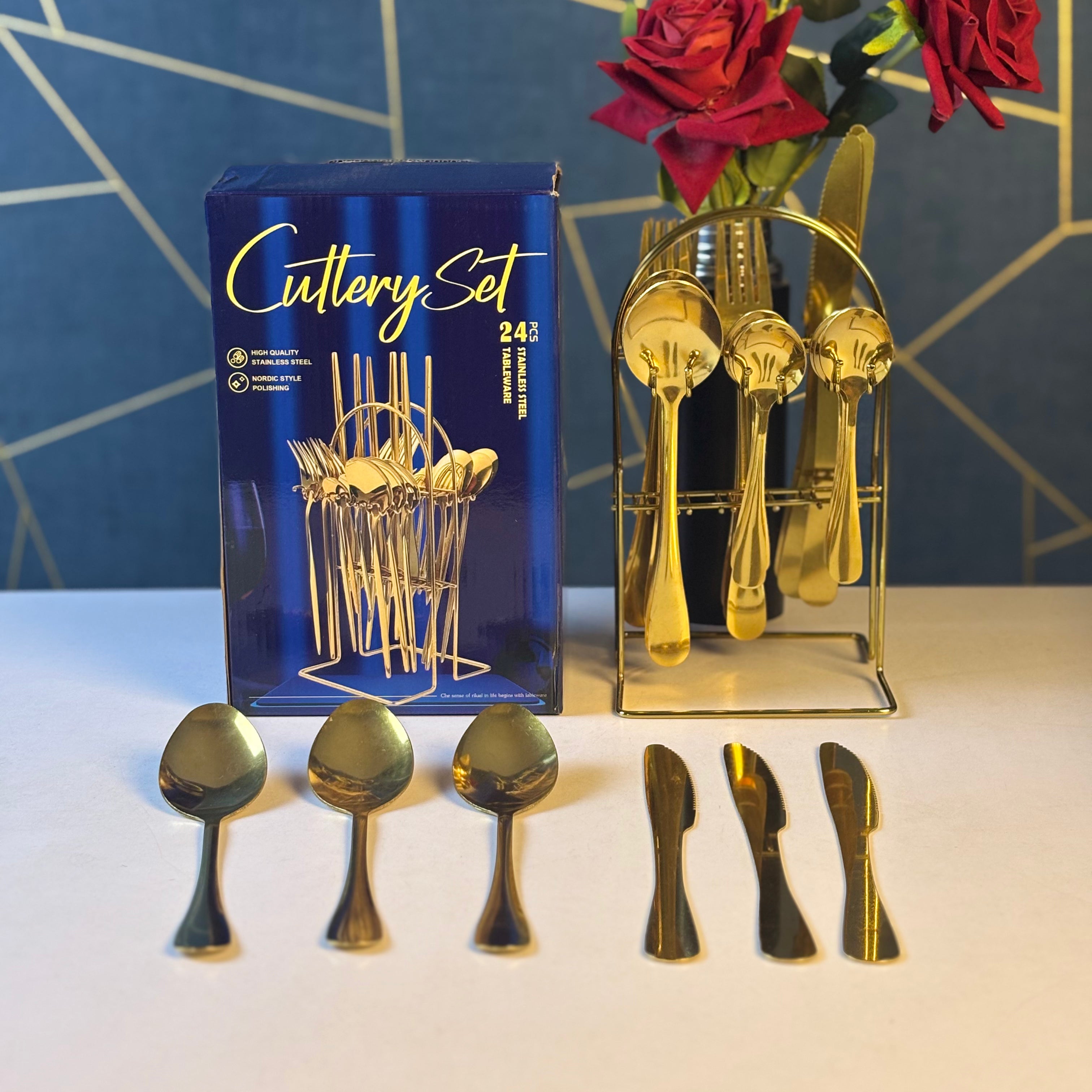 stainless steel cutlery set-24-piece