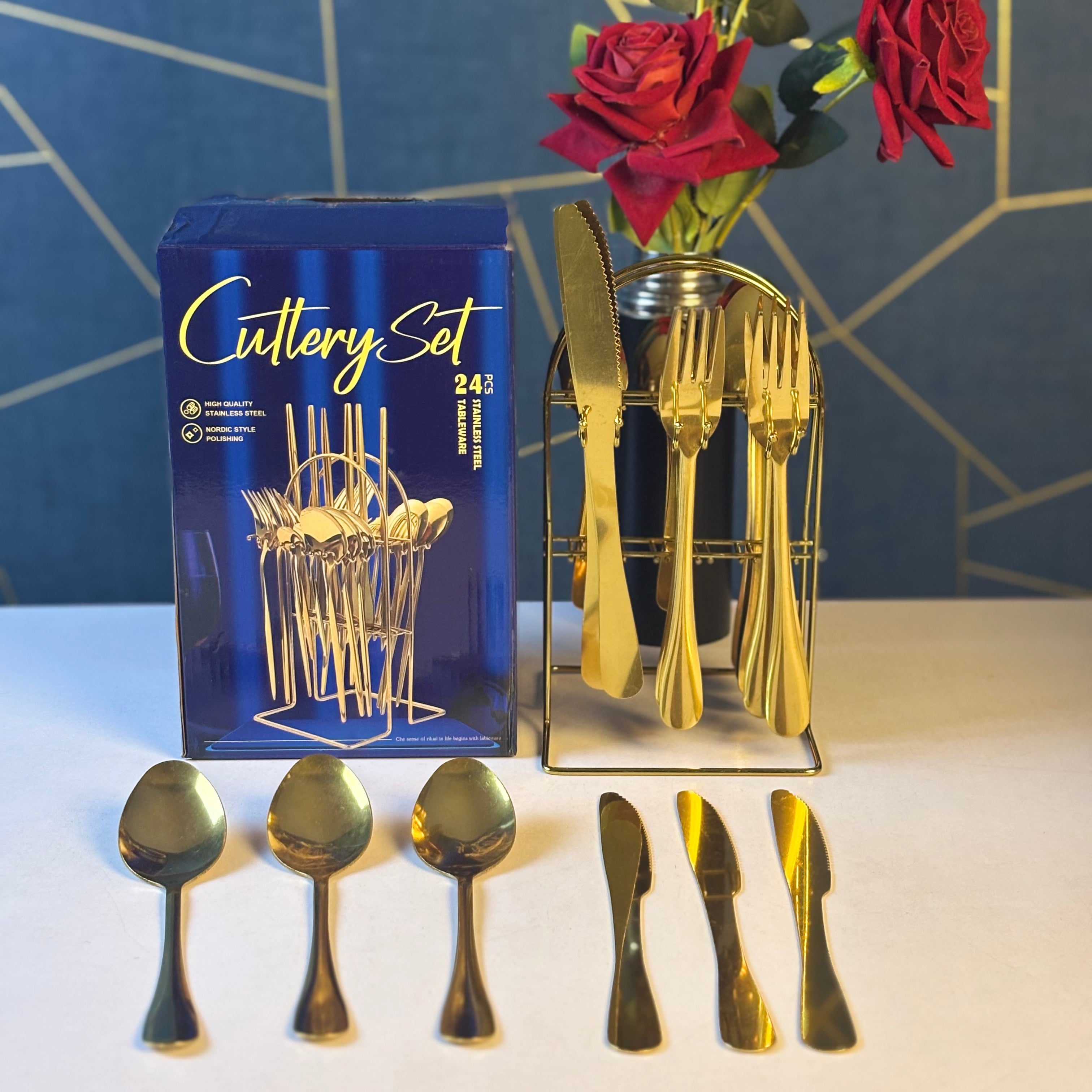 stainless steel cutlery set-24-piece