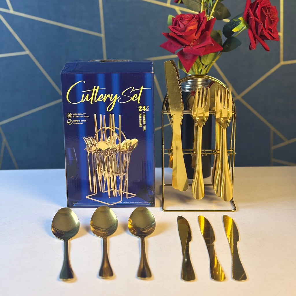 stainless steel cutlery set-24-piece