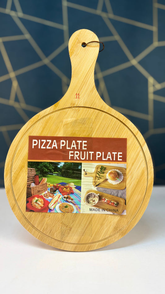 Round Bamboo Pizza & Fruit Plate 11 Inchi