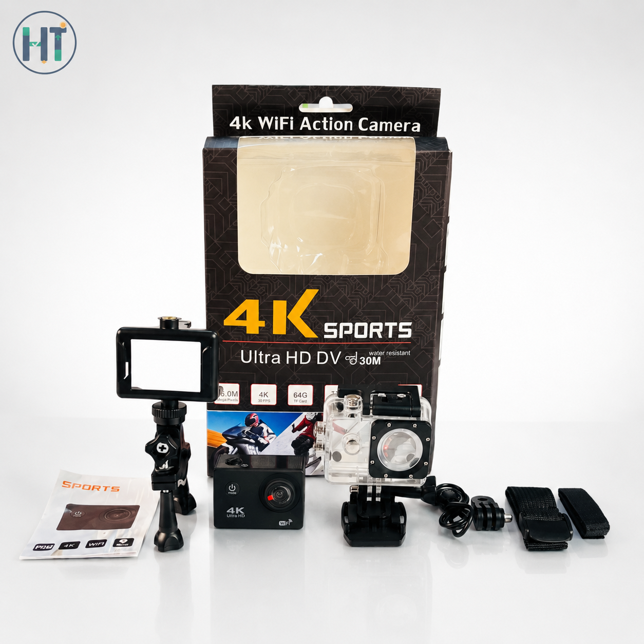 4K WiFi Sports Action Camera with 170° Wide-Angle Lens, Waterproof Case & Full Accessories Kit