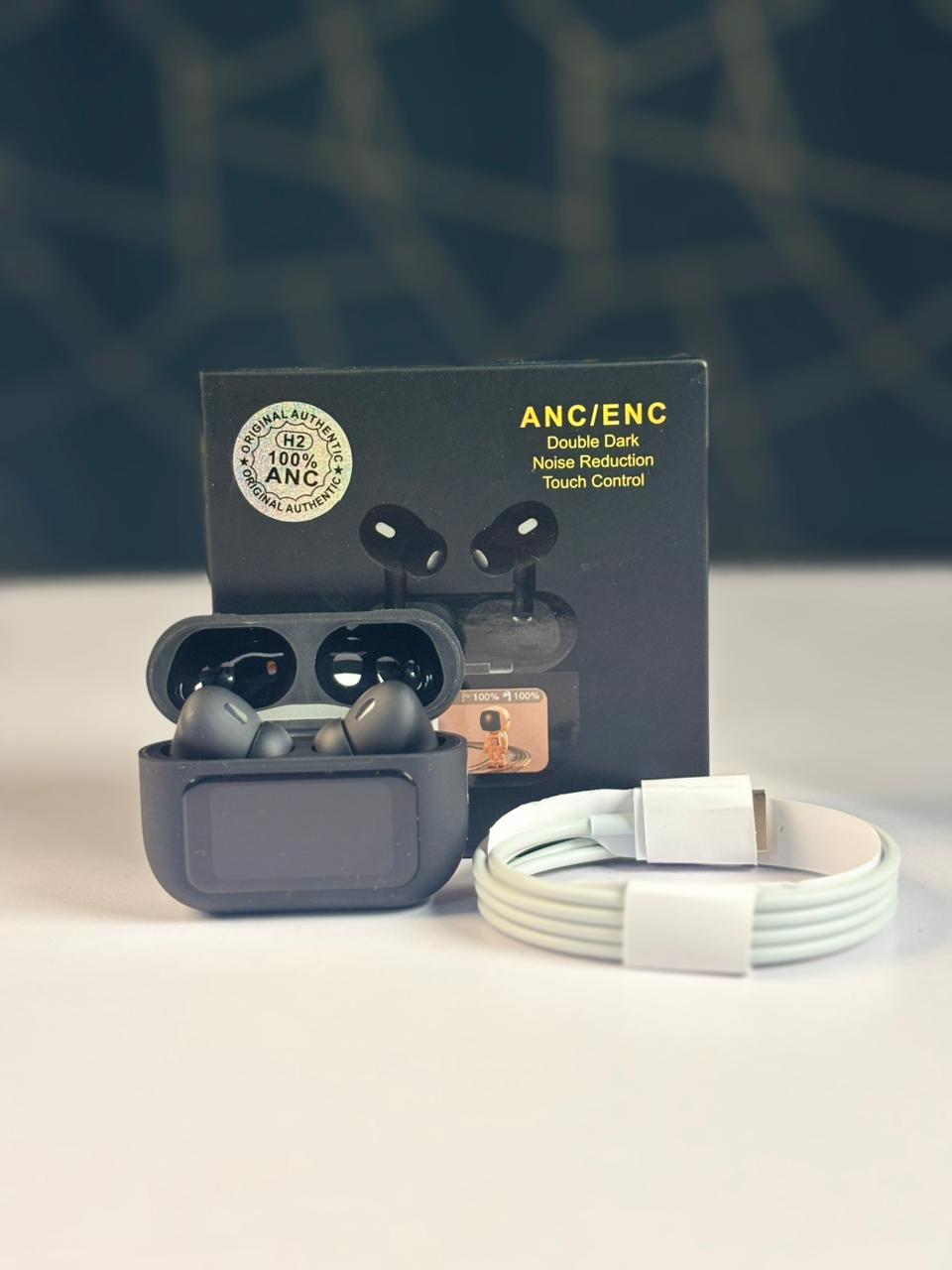 Airpods A9 Pro ANC Touch Screen Display Earbuds-H2 black