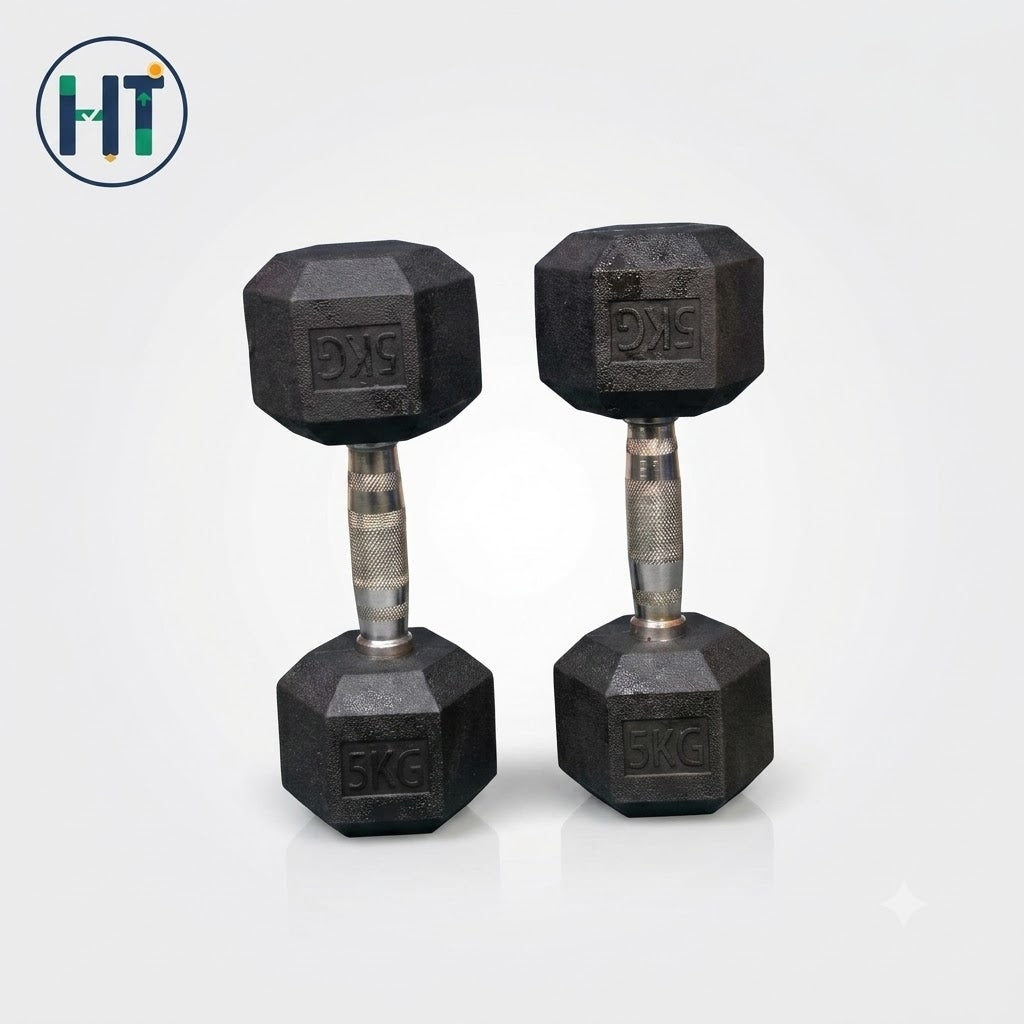 5KG Rubber Hex Dumbbell Set (Pair)