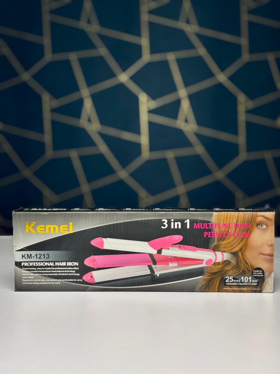 Kemei KM-1213 3-in-1 Professional Hair Iron