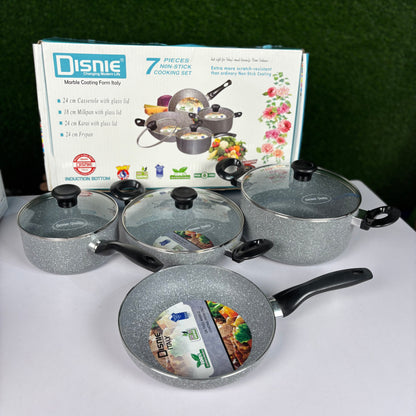 Disnie 7pcs Non Stick Cooking Set Gray