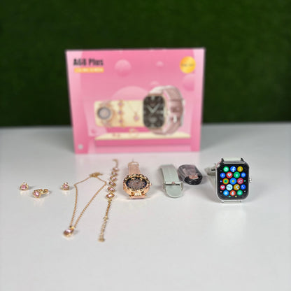 A68 Plus Couple Watch and Jewellery Set