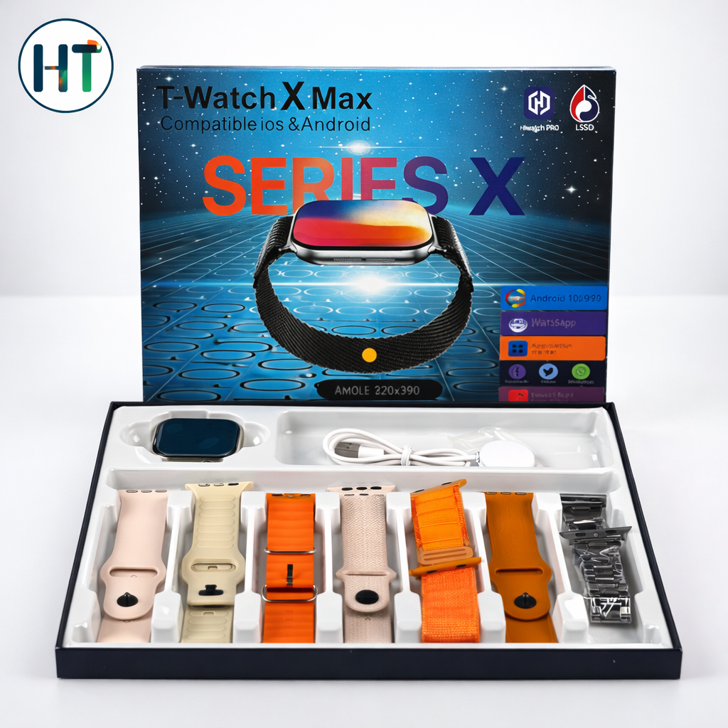 T-Watch X Max SERIES X (7 in 1 Strap, AMOLED Display)