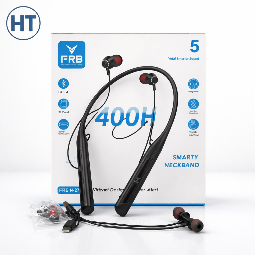 FRB N-27 Smart Neckband (BT 5.4, 400H Standby, Touch Control)
