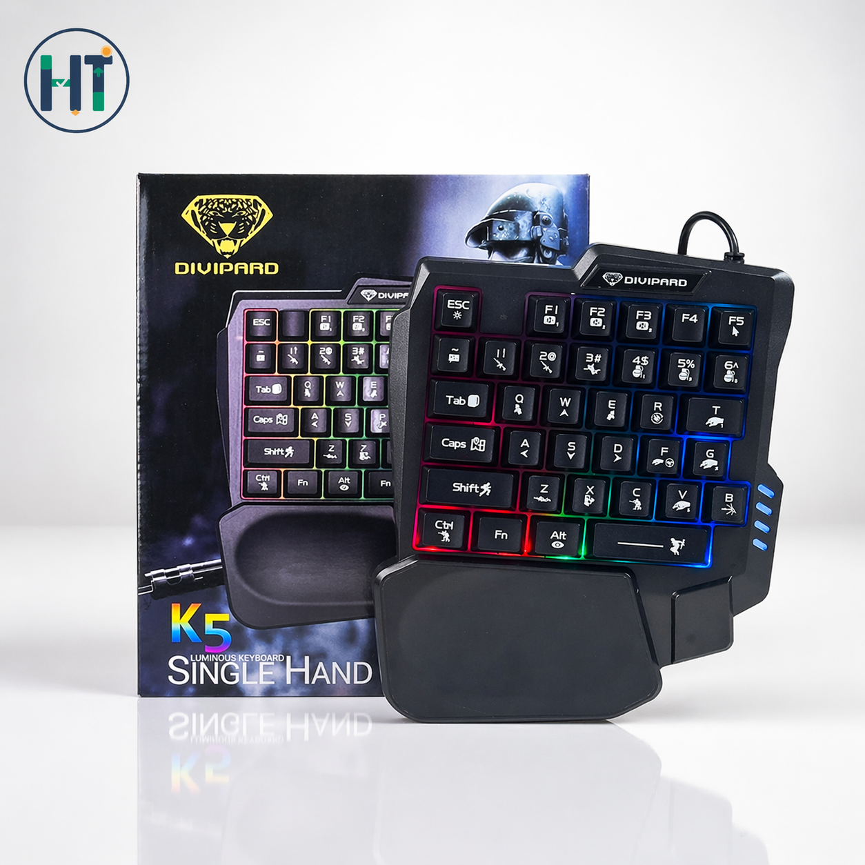 DIVIPARD K5 Luminous Single Hand Keyboard