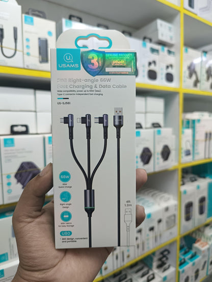 3in1 66w fast charging cable - HT Bazar