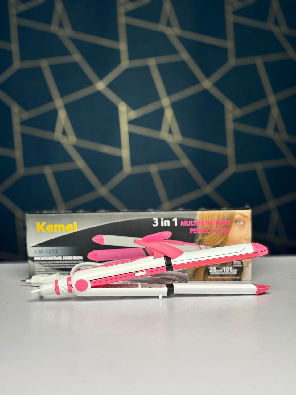 Kemei KM-1213 3-in-1 Professional Hair Iron