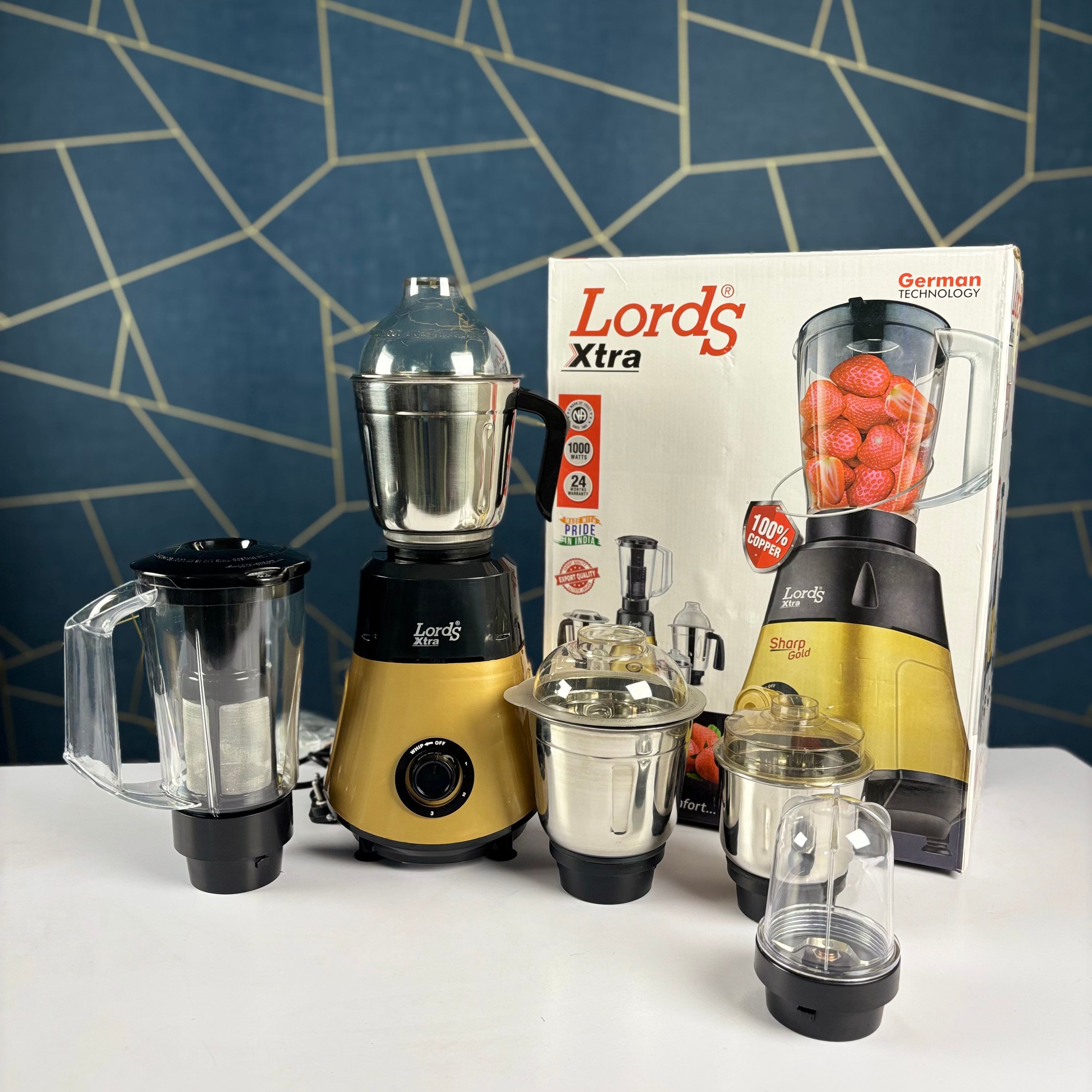 Lords Xtra Sharp Gold Mixer Grinder 1000W