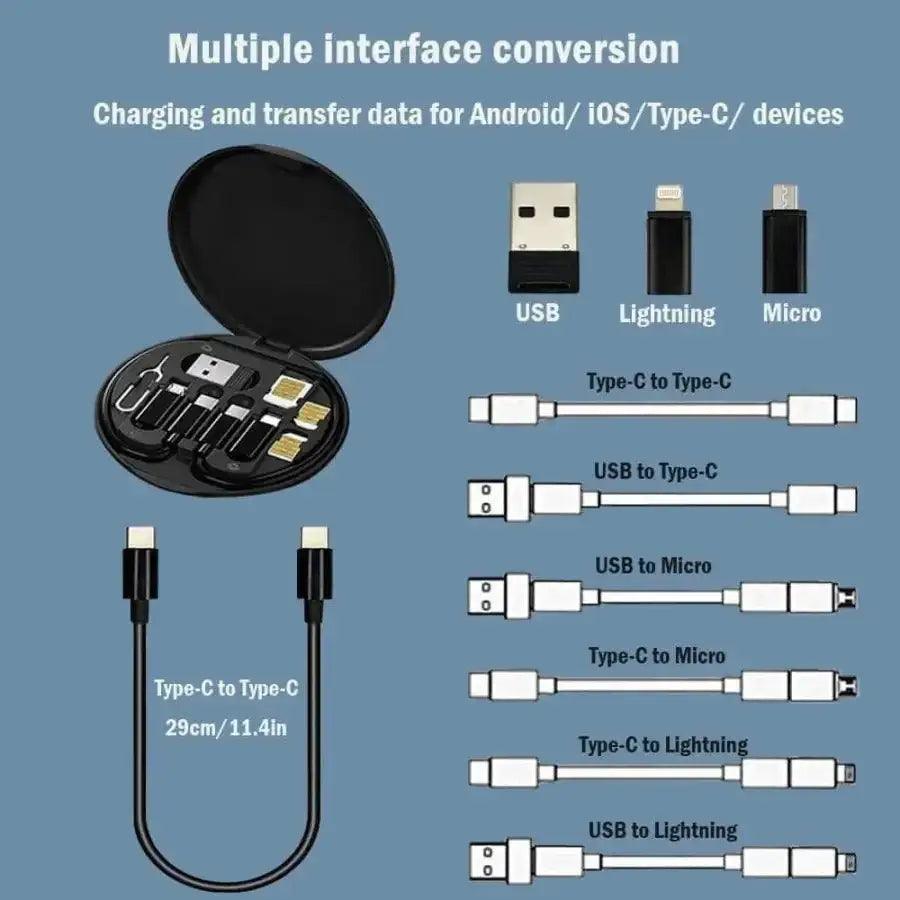 5-in-1 Fast Charging Data Cable Storage Box - HT Bazar