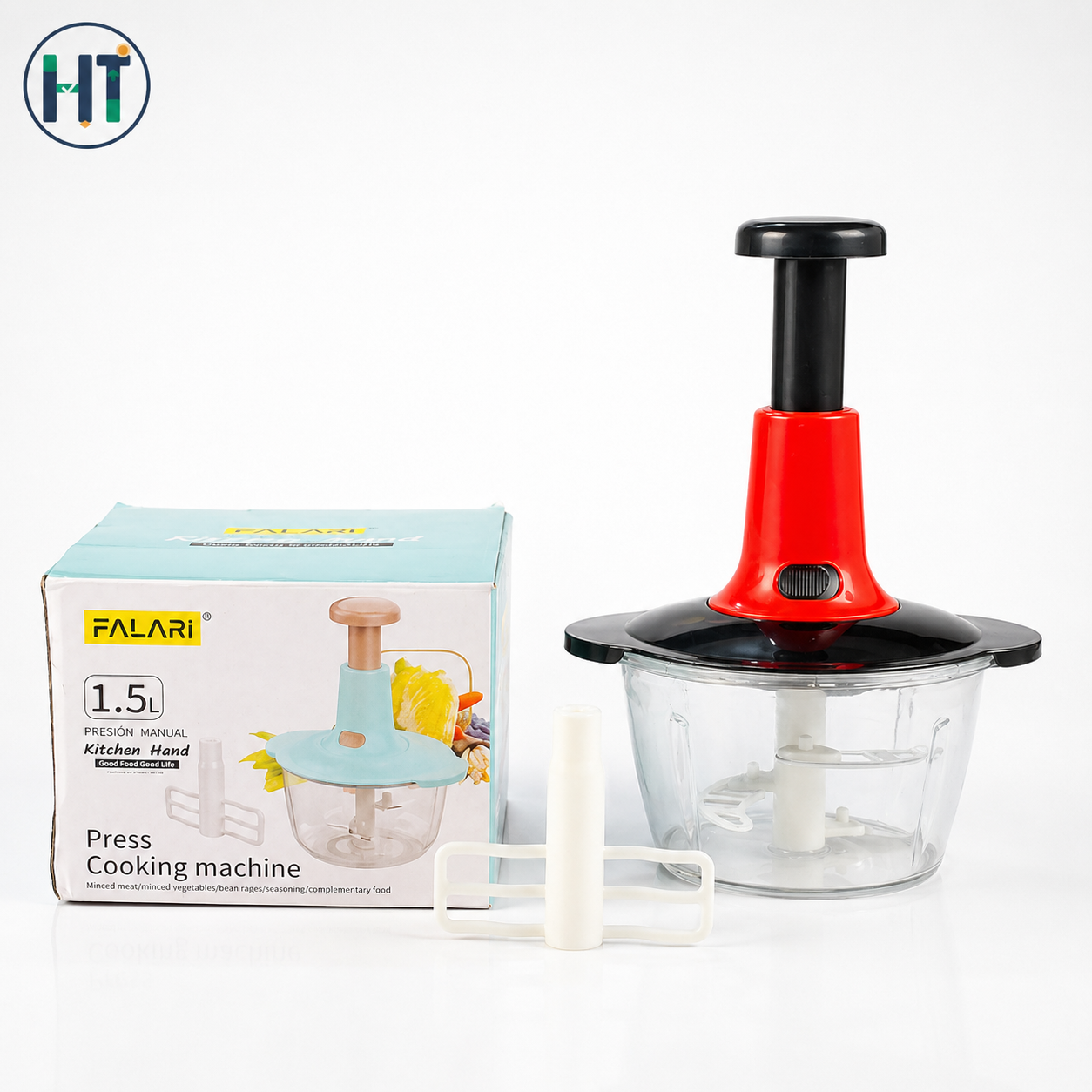 FALARI 1.5L Manual Food Chopper – Press Cooking Machine (Kitchen Hand Processor)