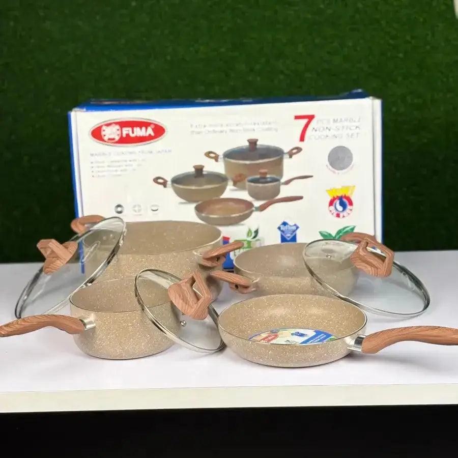 7 pcs Marble Non-Stick Cooking Set - HT Bazar