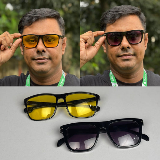 ৪৯০ টাকায় দুইটি চশমার কম্বো প্যাকেজ sunglass & night vision combo