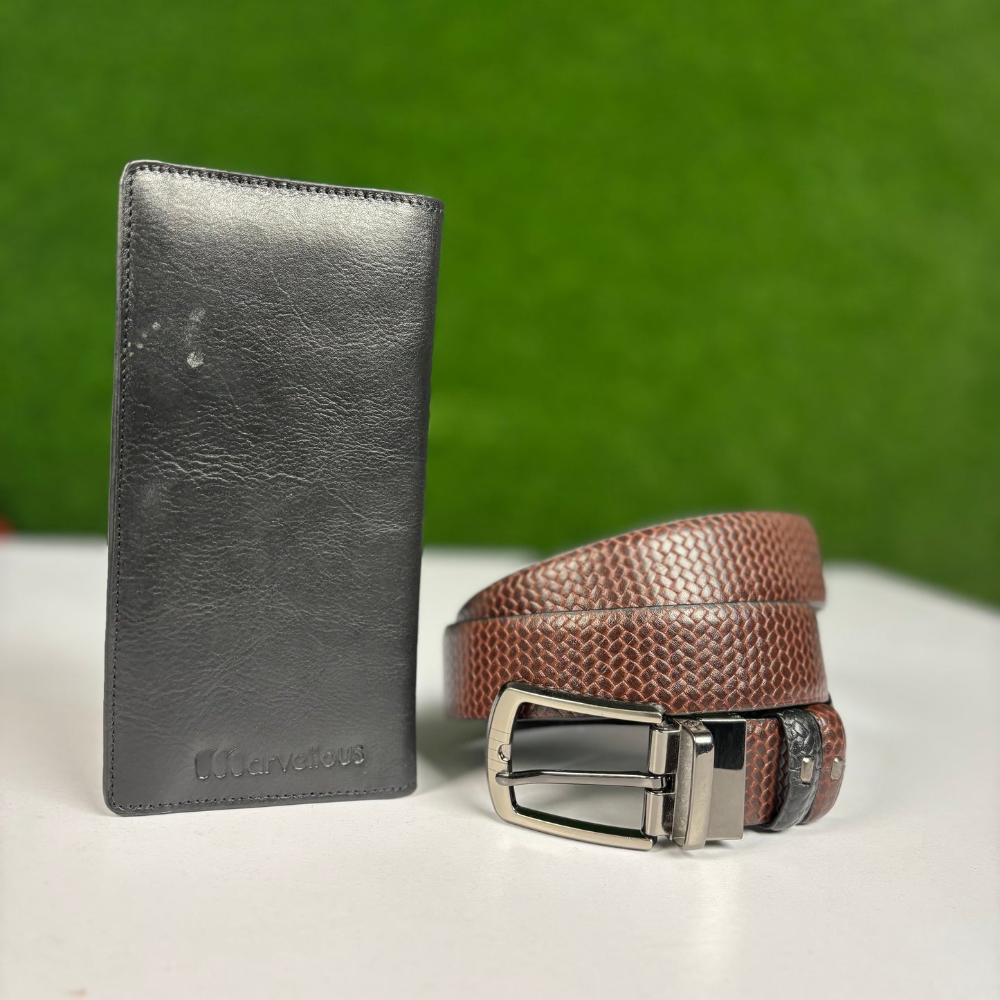 Original Premium Leather Wallet & Double Side Belt Combo