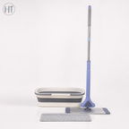Foldable Flat Mop with Silicon Bucket & Microfiber Pad