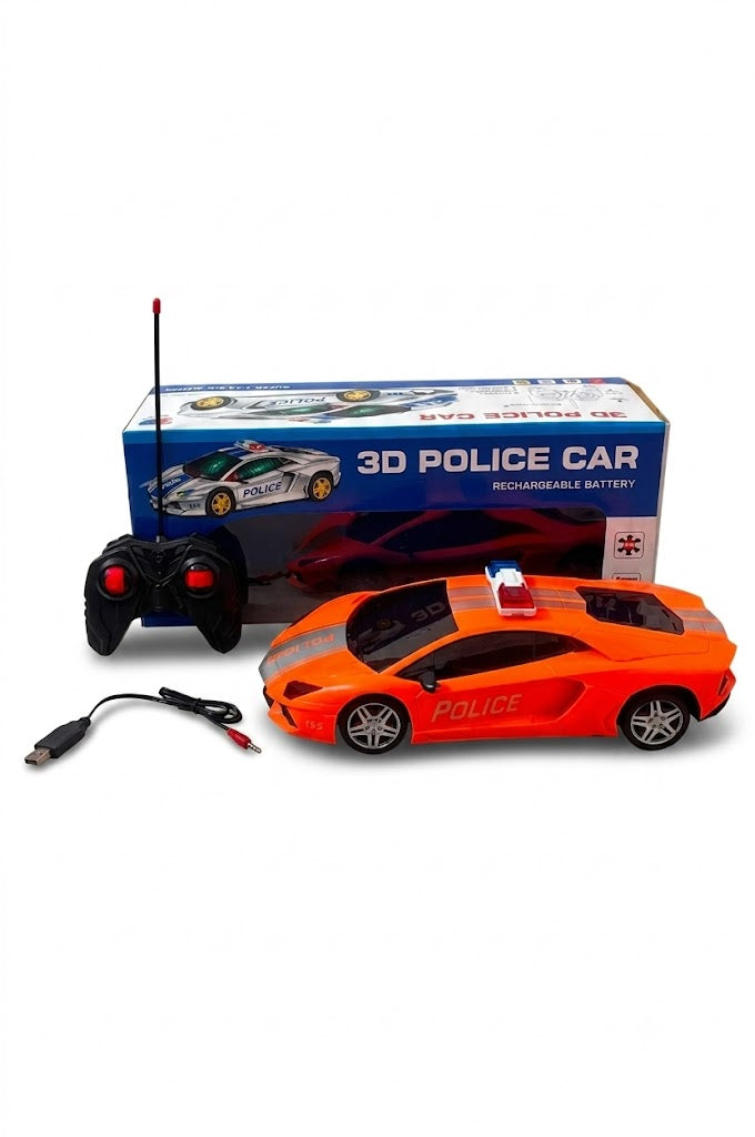 3D Police Car RC Toy – Rechargeable Remote Control Car