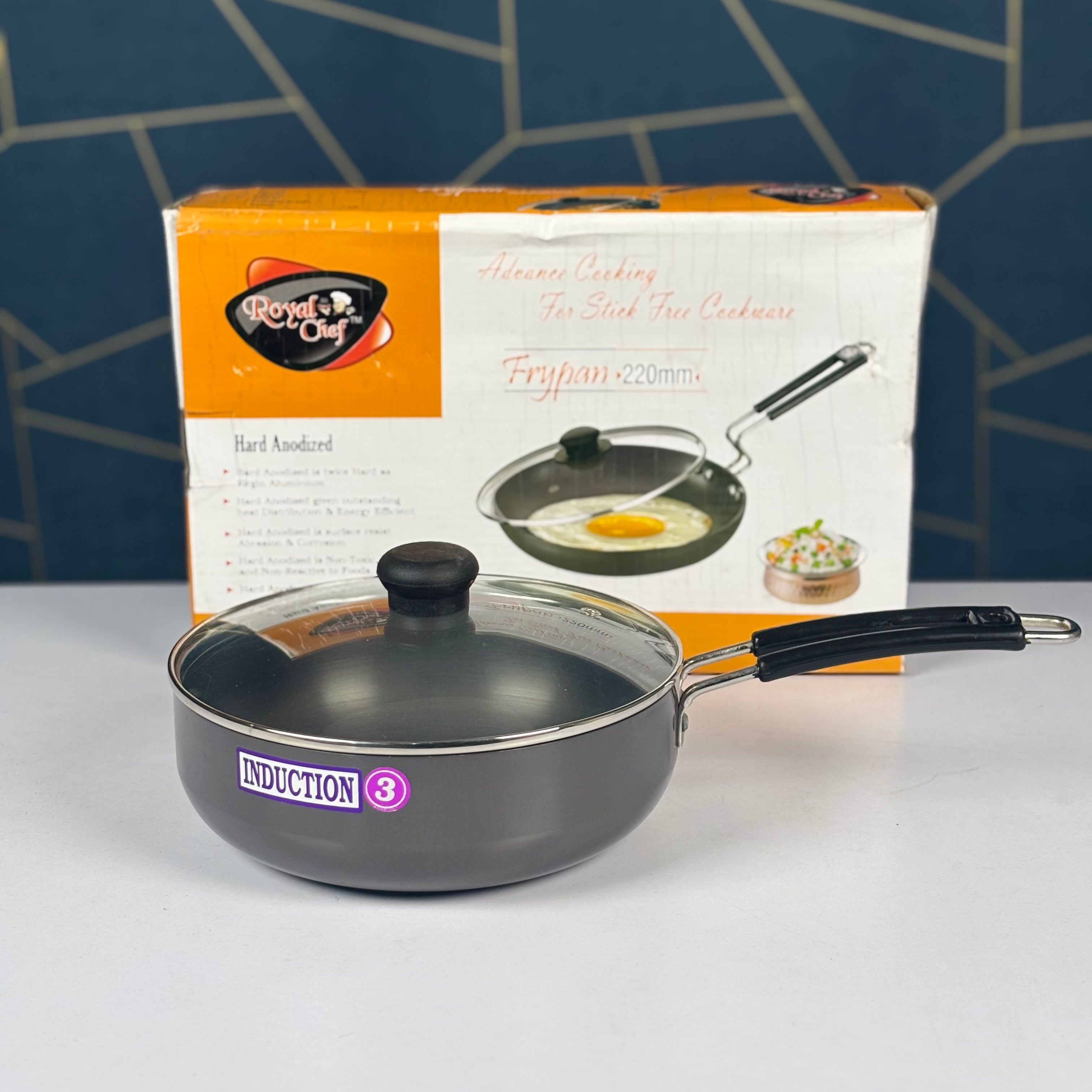 Royal Chef Induction Frypan with Lid 220MM