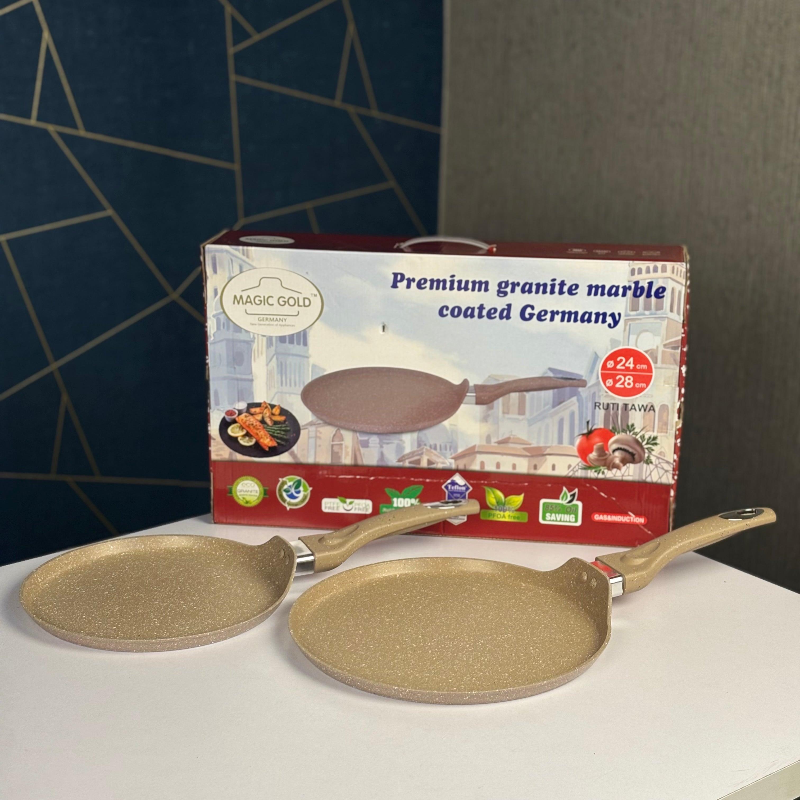 Magic Gold Premium Granite Marble Coated Ruti Tawa Set