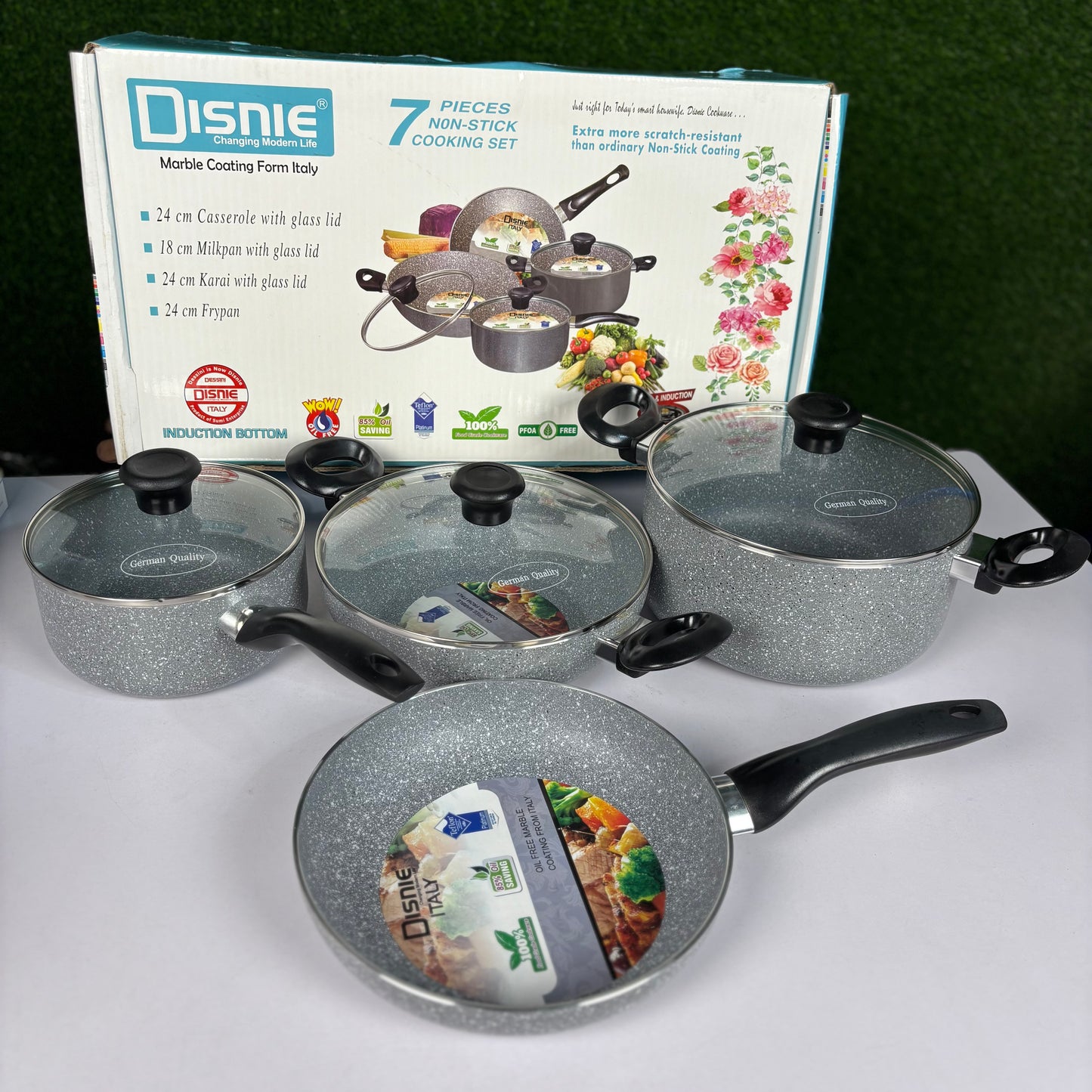 Disnie 7pcs Non Stick Cooking Set Gray