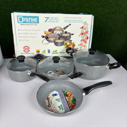 Disnie 7pcs Non Stick Cooking Set Gray