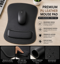 Premium PU Leather Mouse Pad with Ergonomic Wrist Rest – Black