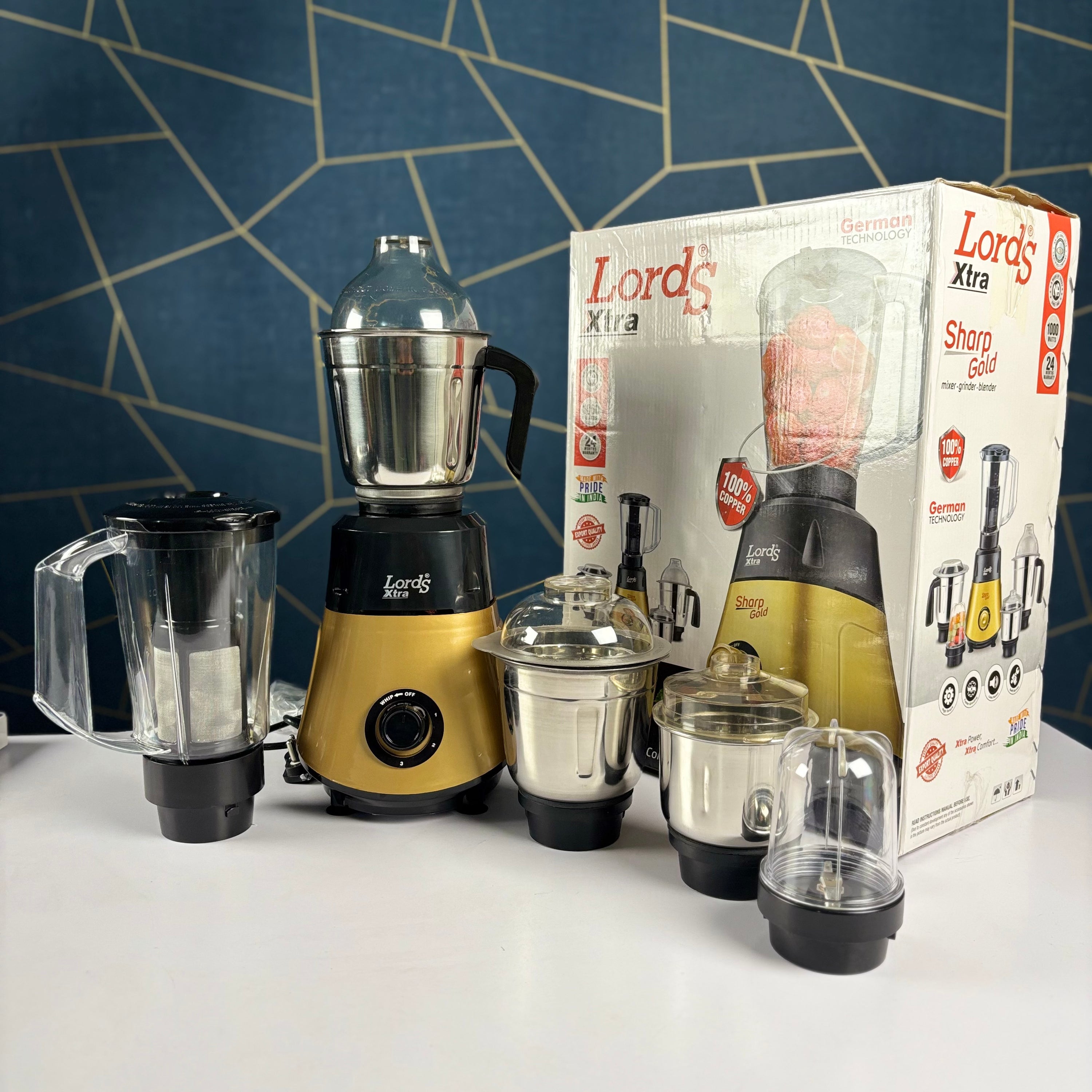 Lords Xtra Sharp Gold Mixer Grinder 1000W