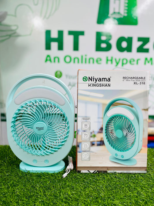 HT Bazar Rechargeable 6" Mini Fan With LED HT Bazar