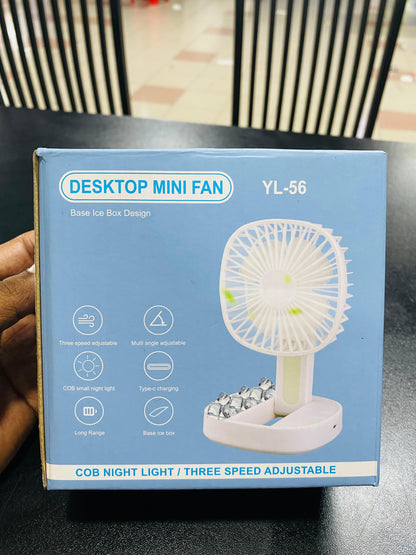 Desktop Mini Fan with light Rechargeble & C type charging port - HT Bazar