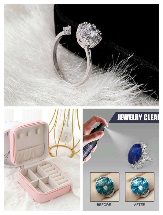 Special combo offer- jewellery organiser box, rotating butterfly ring,  jewellery cleaner spray