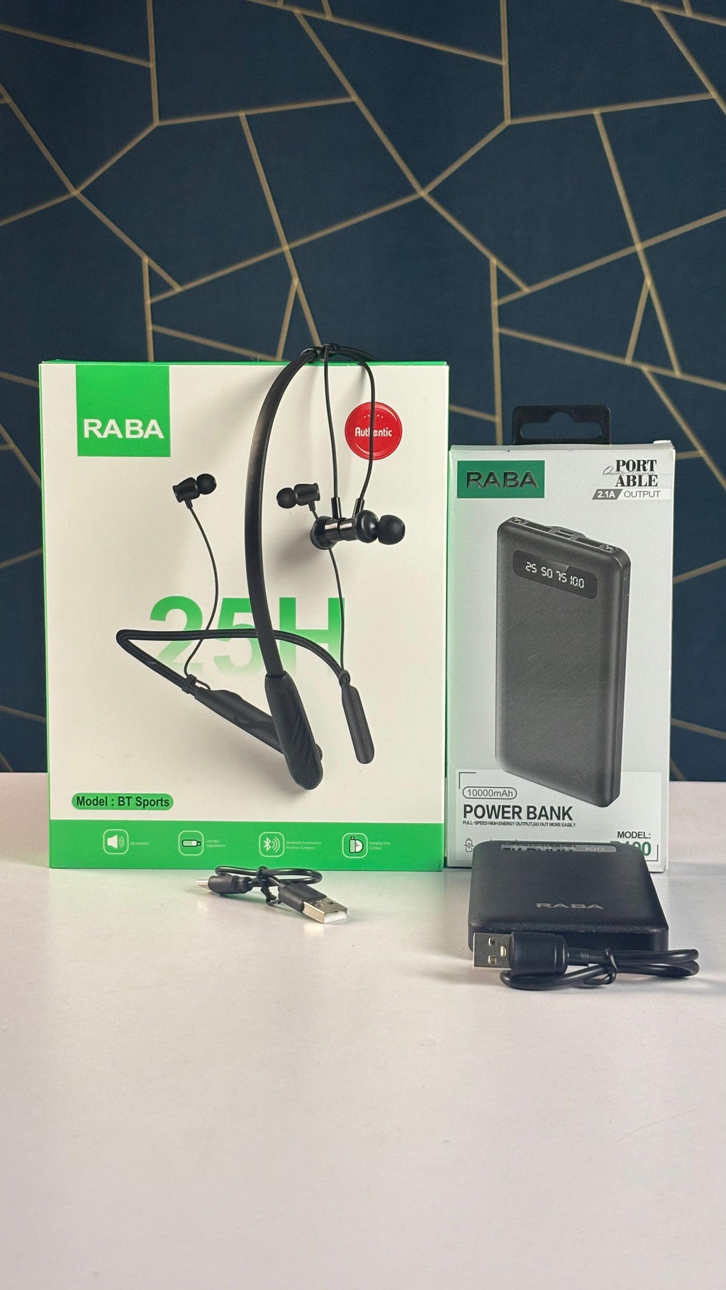 2-in-1 Deal: BT-Sports Neckband RABA 25H + 10000mAh Power Bank RABA- P100