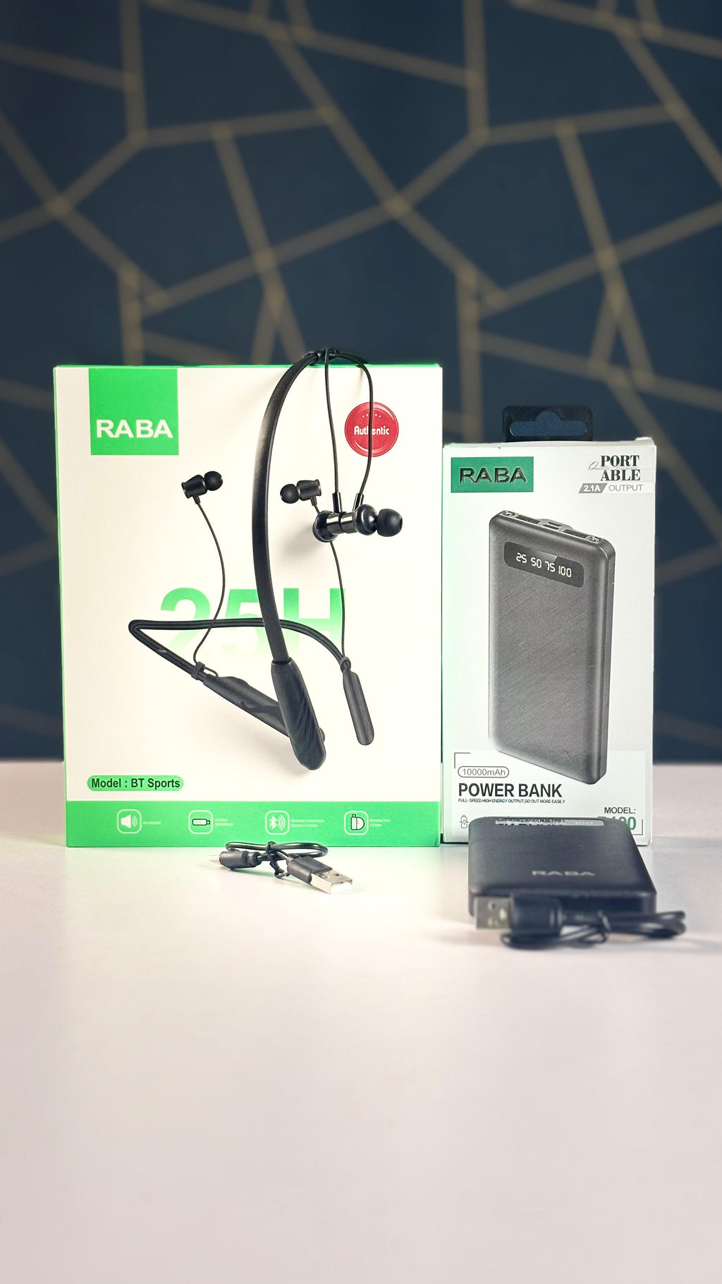 2-in-1 Deal: BT-Sports Neckband RABA 25H + 10000mAh Power Bank RABA- P100