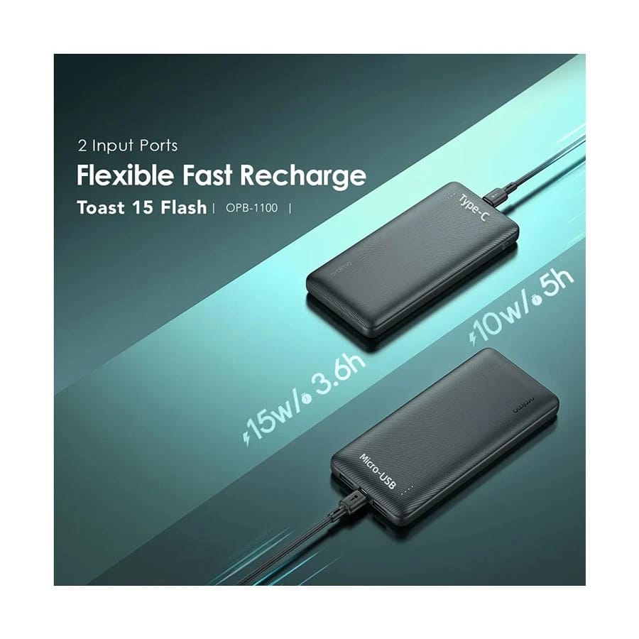 Oraimo Toast 15W Fast Charging Power Bank – 10000mAh OPB-1100