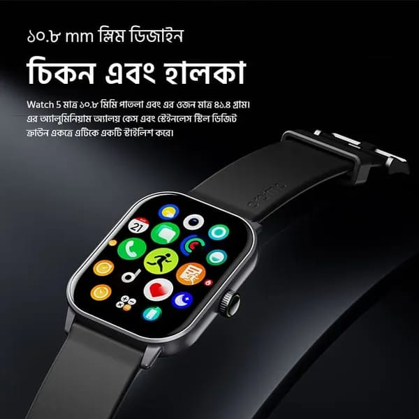 oraimo Watch 5 – 2.01" HD Display Bluetooth Call 1ATM Waterproof Health Tracker OSW-805