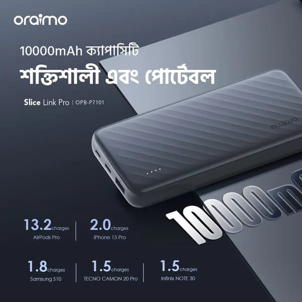 oraimo Slice Link Pro 10000mAh 22.5W Power Bank OPB-P7101
