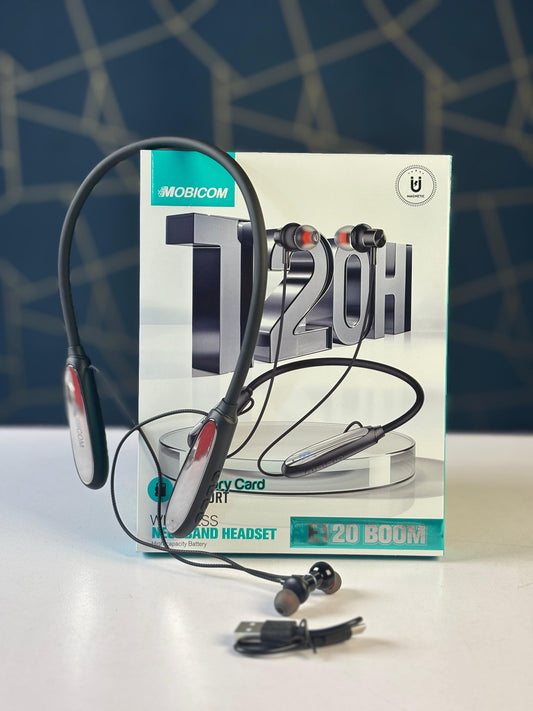🎧 MOBICOM E120 BOOM Wireless Neckband 🔋 ১২০ ঘণ্টা চার্জিং ব্যাকআপ!