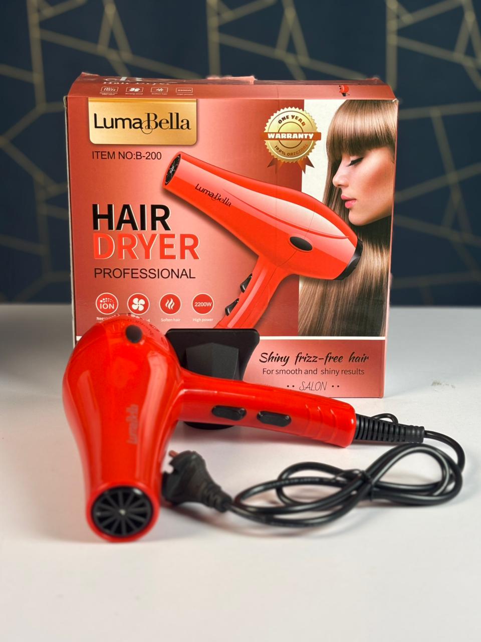 Luma Bella B-200 Professional Hair Dryer – 2200W with Ionic Technology