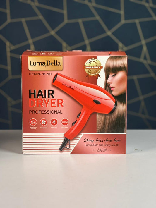 Luma Bella B-200 Professional Hair Dryer – 2200W with Ionic Technology