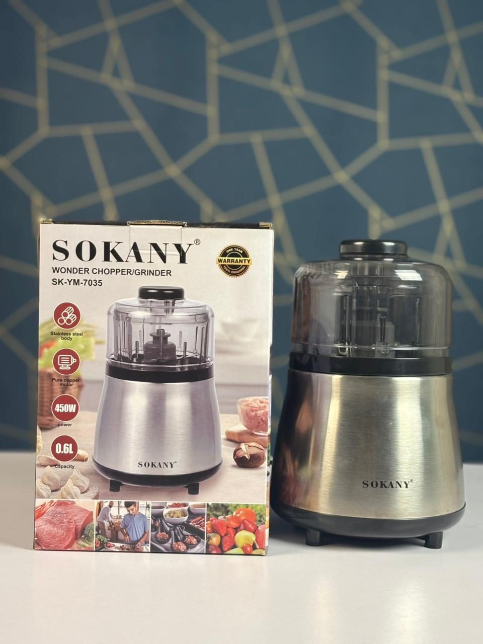 SOKANY SK-YM-7035 Compact Food Chopper – 0.6L, Stainless Steel Blade