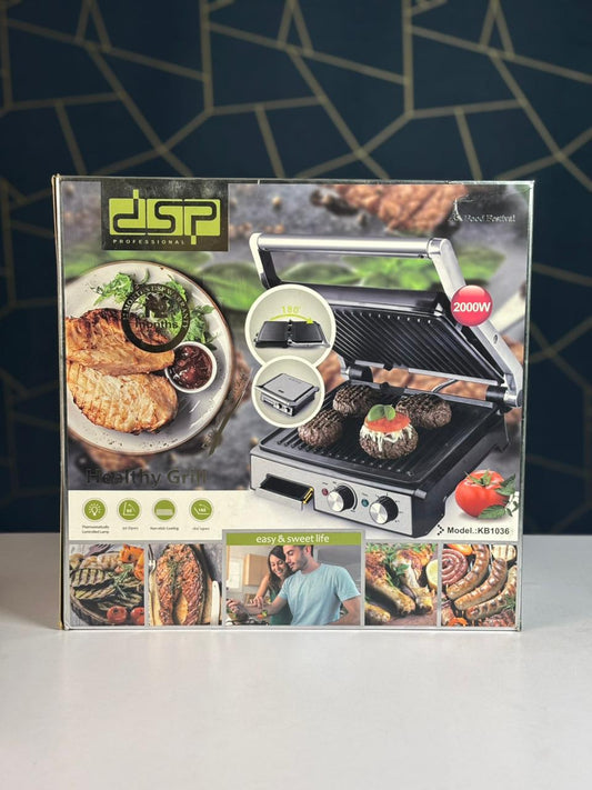 DSP KB1036 Healthy Grill – 2000W Electric Contact Grill with Non-Stick Surface