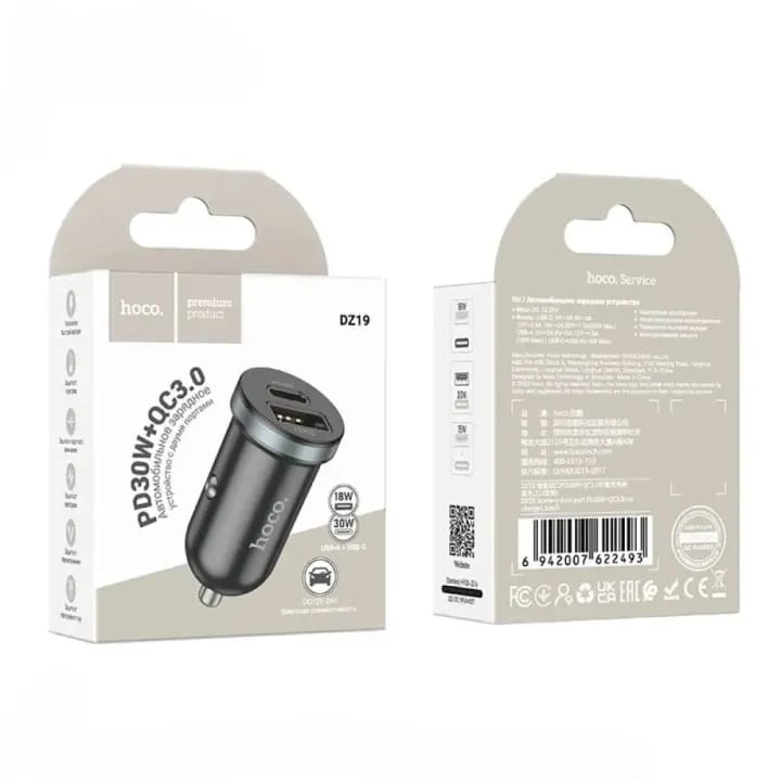 Hoco DZ19 PD30+QC3.0 Dual Port Car Charger