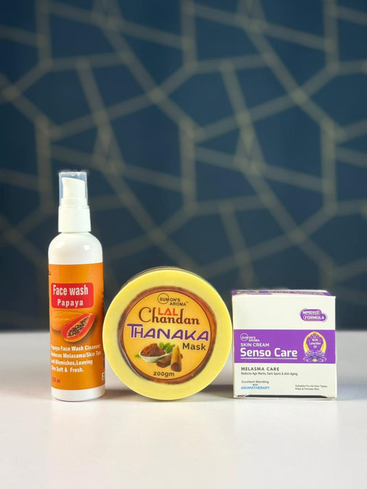 SUMON'S AROMA Combo Pack 101 (Papaya Face Wash + Melesma Care Cream + Chandan Thanaka Mask)