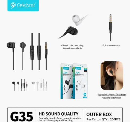 CELEBRAT G35 – 3.5mm Wired Earphones